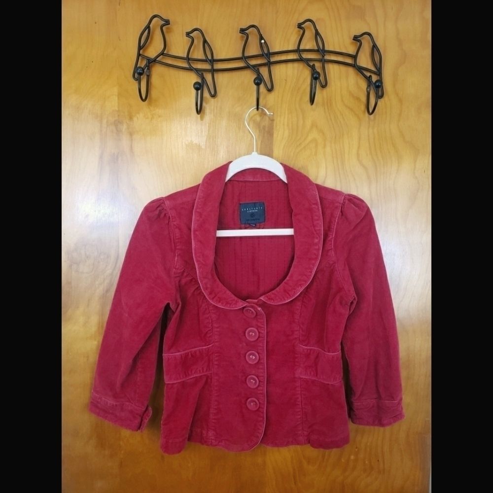 Sanctuary Red Cropped Courdoroy Blazer